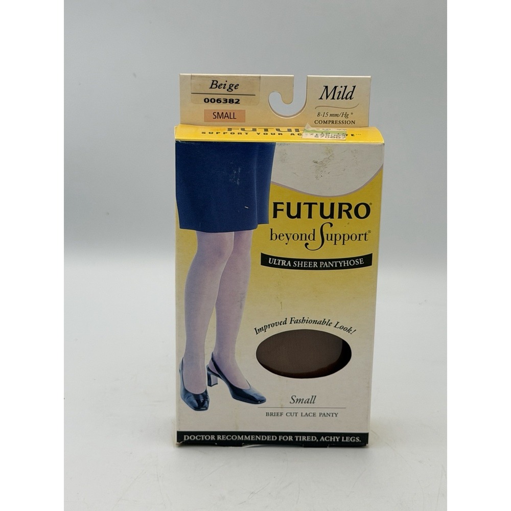 Futuro Beyond Support Ultra Sheer Pantyhose Small Beige Mild Compression 8-15